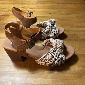 Korks Tan and Cream Women's Sandals 10